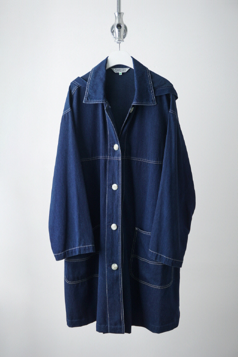 RENOWN simple life silky denim overcoat (made in Japan)